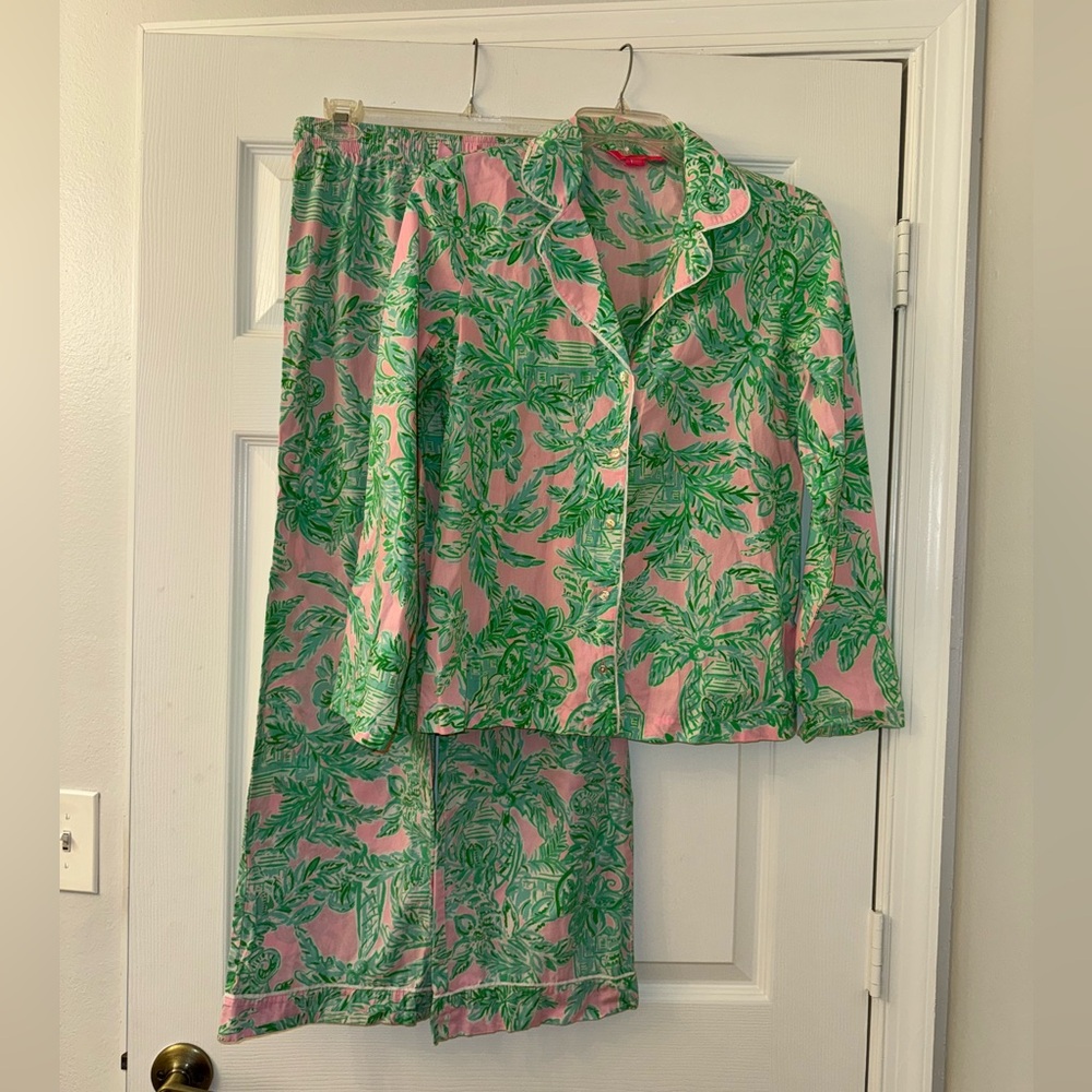 Lilly Pulitzer Pink and Green Pajama Set